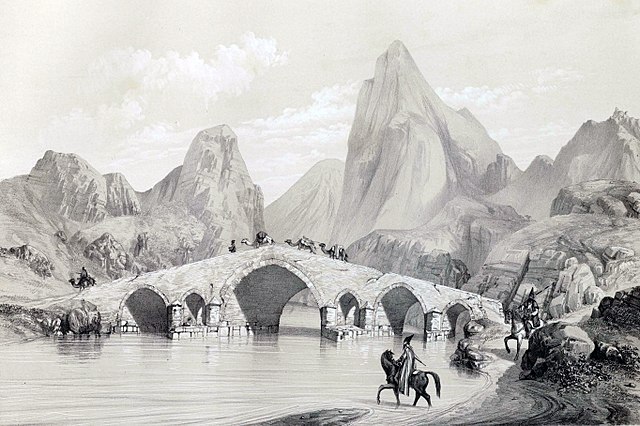Dokhtar Bridge by Eugene Flandin