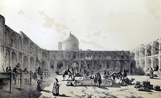 Caravanserai Shah, Qazvin by Eugene Flandin