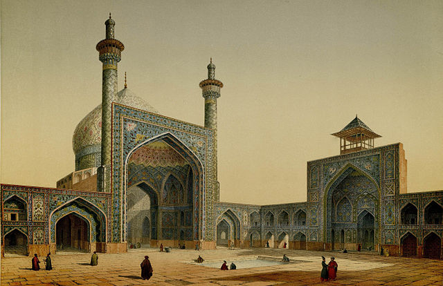 Masjid Shah, view of the courtyard by Pascal Coste - Eugene Flandin paintings of Persia