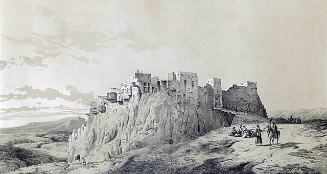 Izadkhast Castle by Eugène Flandin - Eugene Flandin paintings of Persia