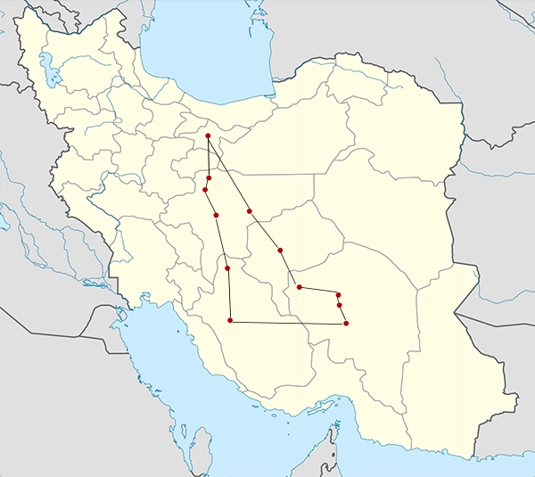Iran Tour 14 Days route