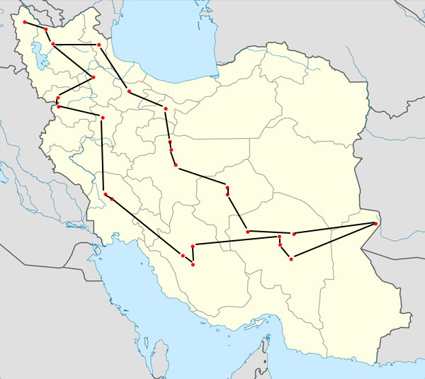 Iran World Heritage Tour Route