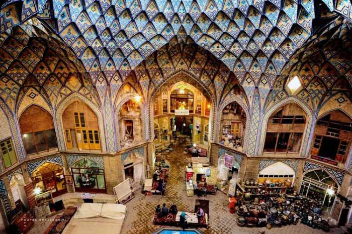 The Bazaar of Tabriz covers an area of over 1 square kilometer and comprises a network of interconnected covered passages, courtyards, and shops.