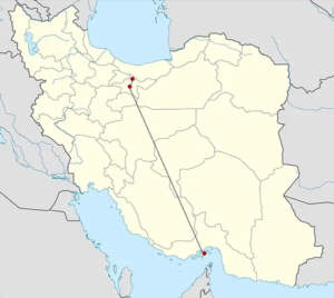 Iran ski and swin tour route on map